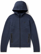 Nike - Logo-Print Cotton-Blend Tech Fleece Zip-Up Hoodie - Blue