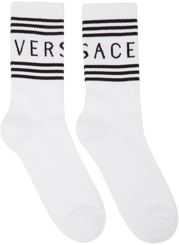 Photo: Versace White Vintage Logo Socks