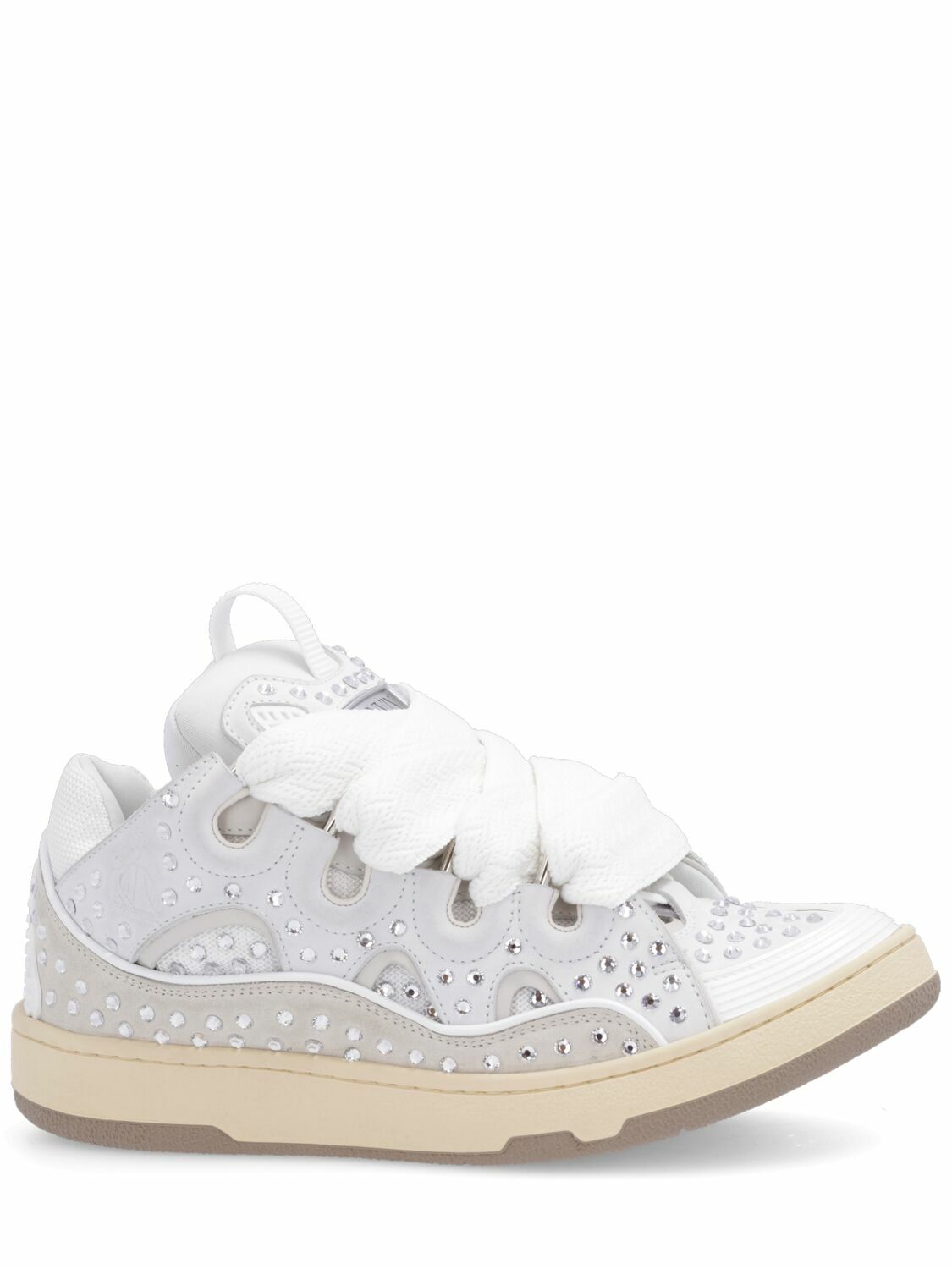 LANVIN - Curb Embellished Leather Sneakers Lanvin