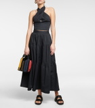 Staud - Sea tiered cotton poplin midi skirt