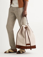 TOM FORD - Leather-Trimmed Canvas Drawstring Bag - White