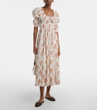 Dôen Ischia gathered floral cotton midi dress