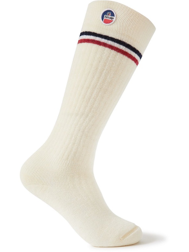 Photo: Fusalp - Lodge Logo-Appliquéd Striped Wool-Blend Ski Socks - Neutrals
