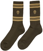 Alexander McQueen Green & Gold Stripe Skull Socks