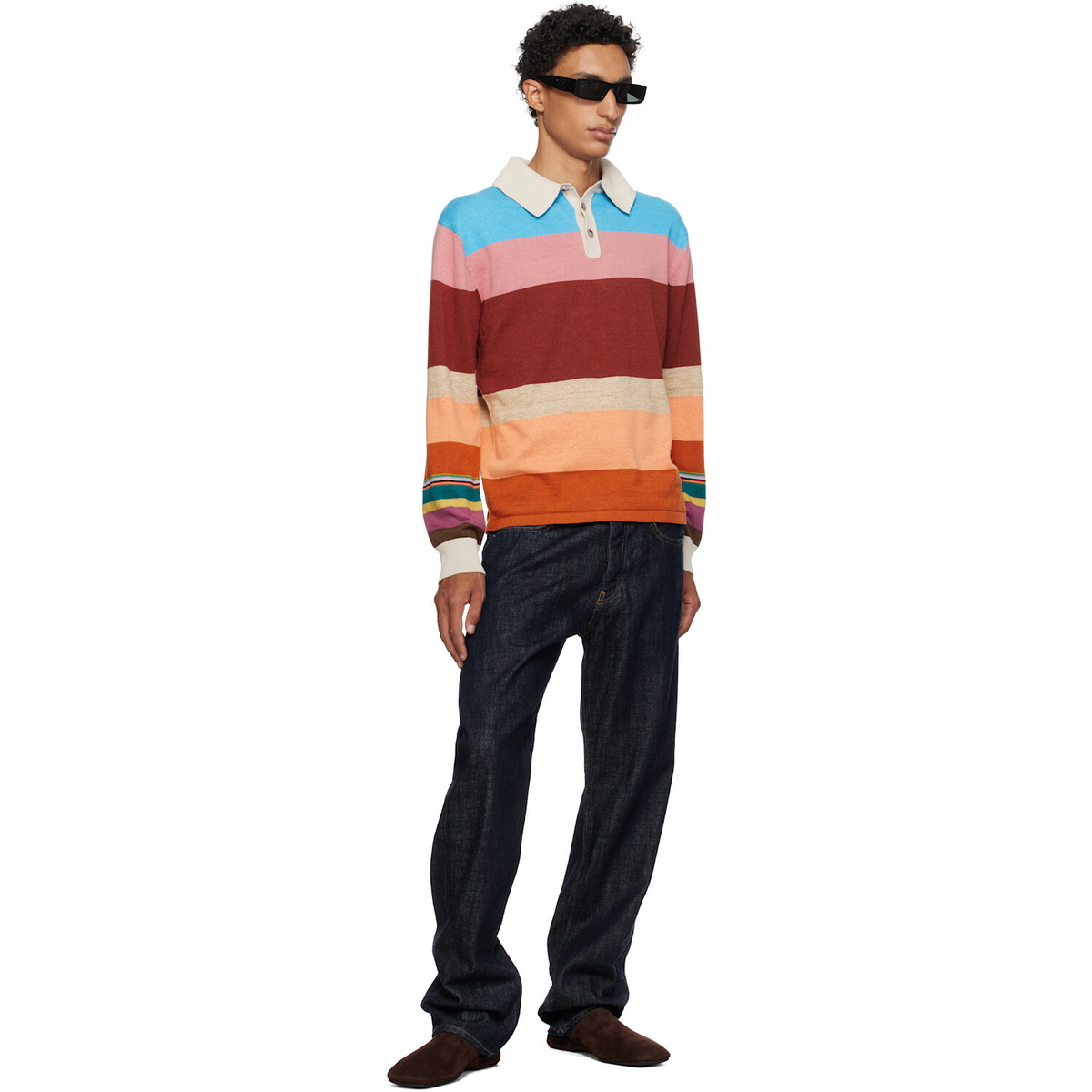 Paul Smith Multicolor Cotton-Linen Bold Stripe Rugby Polo