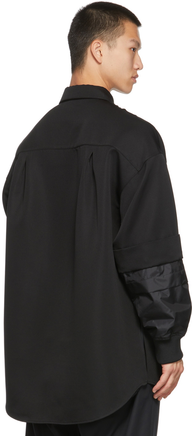 JERIH Black Detachable Sleeve Shirt