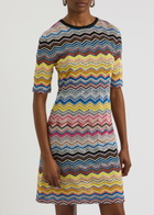 Missoni Zigzag Embellished Knitted Mini Dress Multicoloured