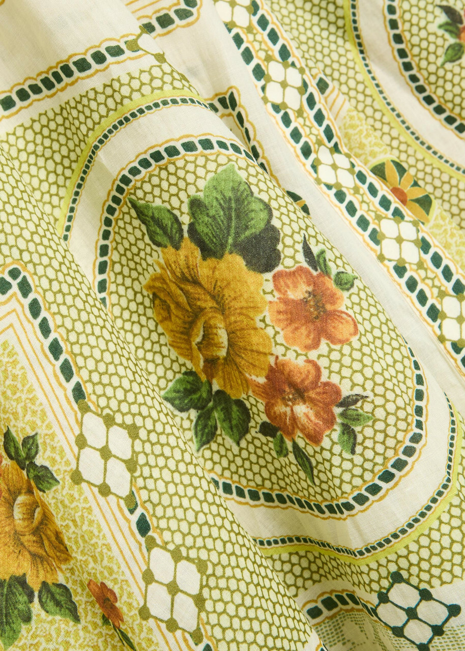 Alemais Dixie Printed Ramie Maxi Shirt Dress Yellow