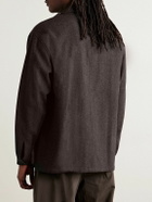 Amomento - Camp-Collar Wool-Flannel Shirt - Brown