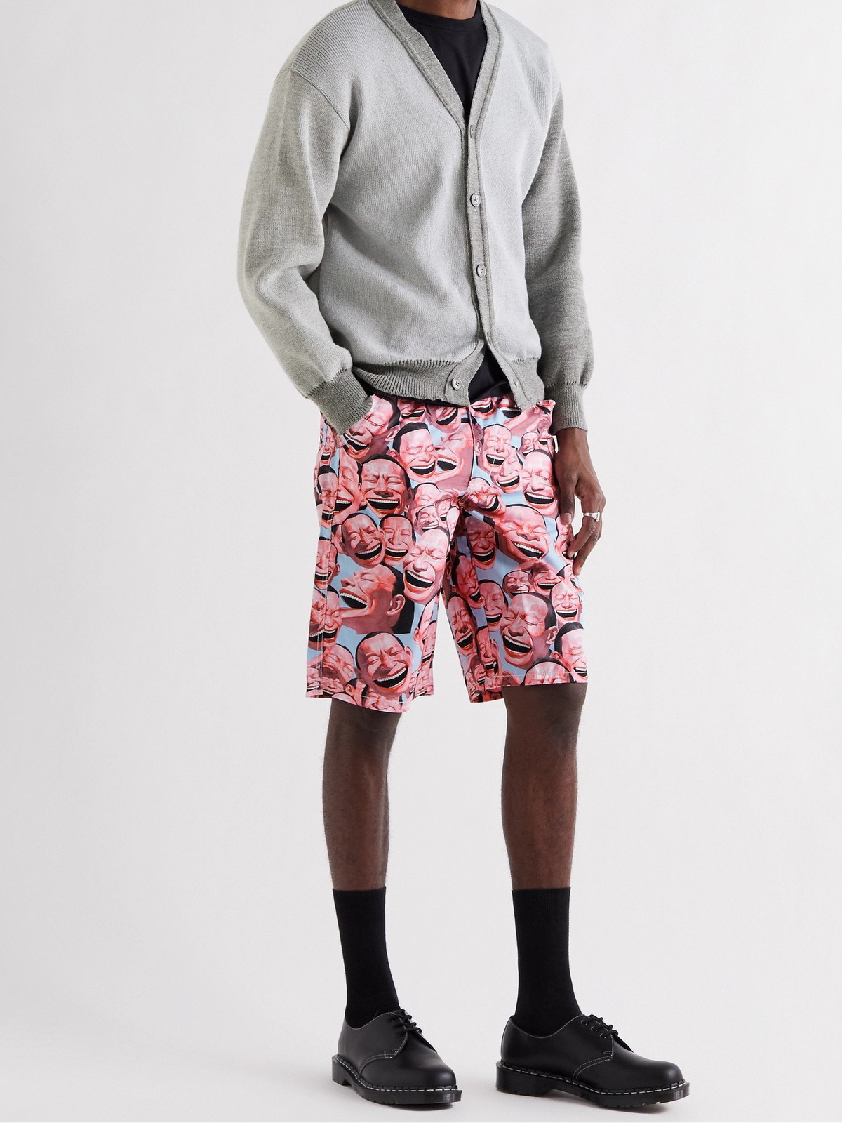 Comme des Garçons SHIRT - Yue Minjun Printed Cotton-Poplin Shorts