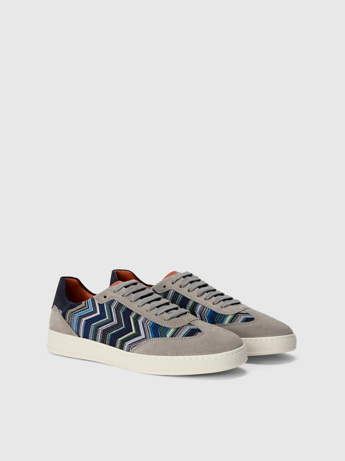 Missoni - Zigzag fabric sneakers with suede inserts, Men, Blue