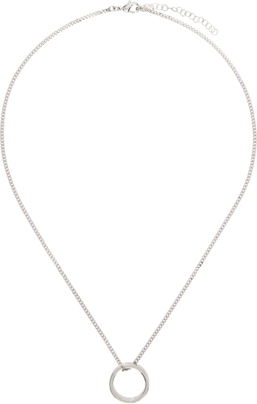 Photo: MM6 Maison Margiela Silver 'Year of the Snake' Minimal Logo Pendant Ring Necklace