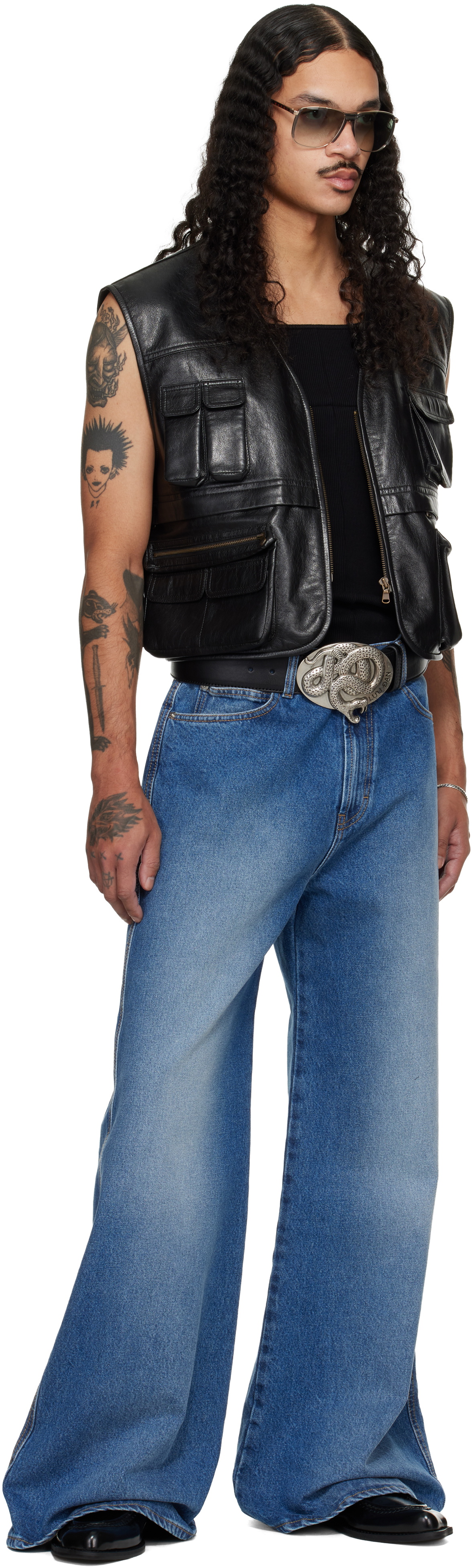 LU'U DAN Black Twisted Snake Cowboy Belt