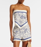 Simkhai Printed linen-blend bandeau top