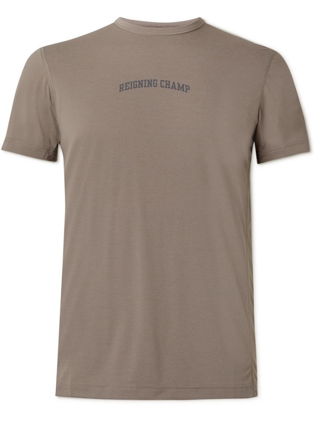 Photo: REIGNING CHAMP - Logo-Print Deltapeak 90 Mesh T-Shirt - Brown - S