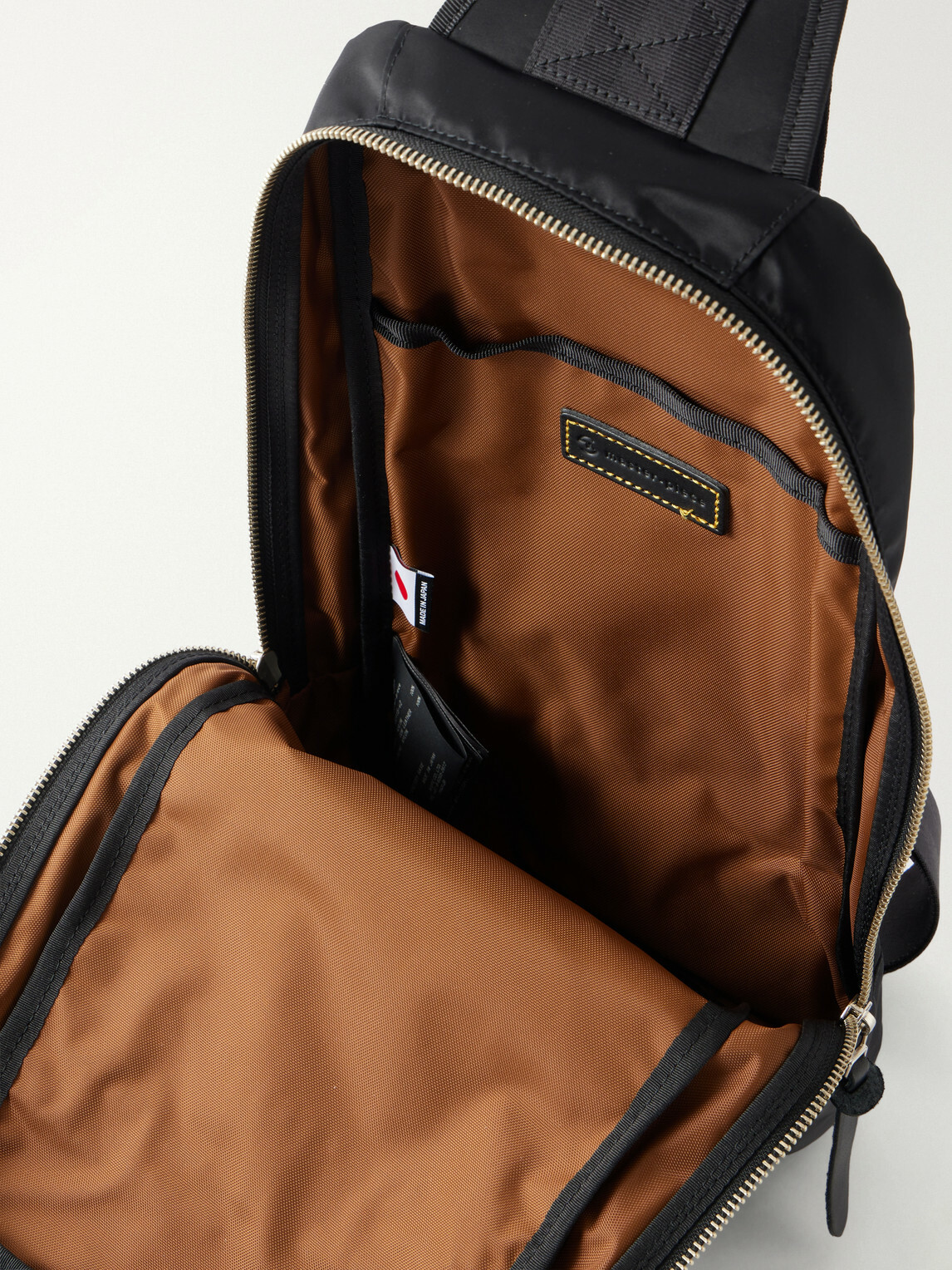 Master-Piece - Lightning Leather-Trimmed Shell Sling Backpack