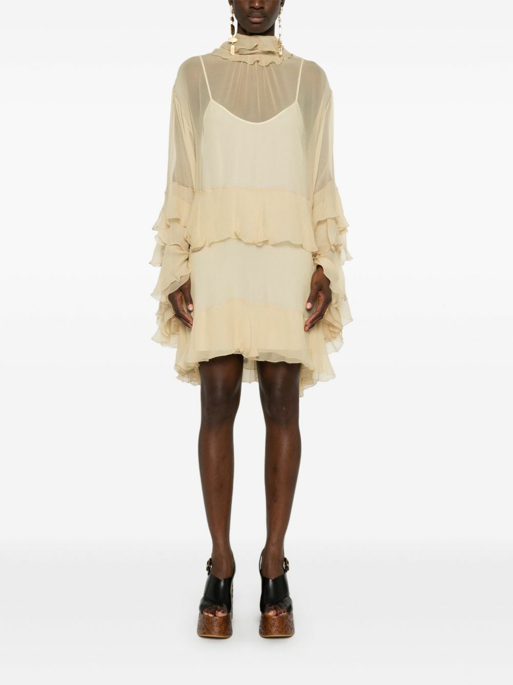 【関税&送料込】Chloe Milky White Mini Dress In Silk Lace-trimmed silk minidress in white - Chloe | Mytheresa