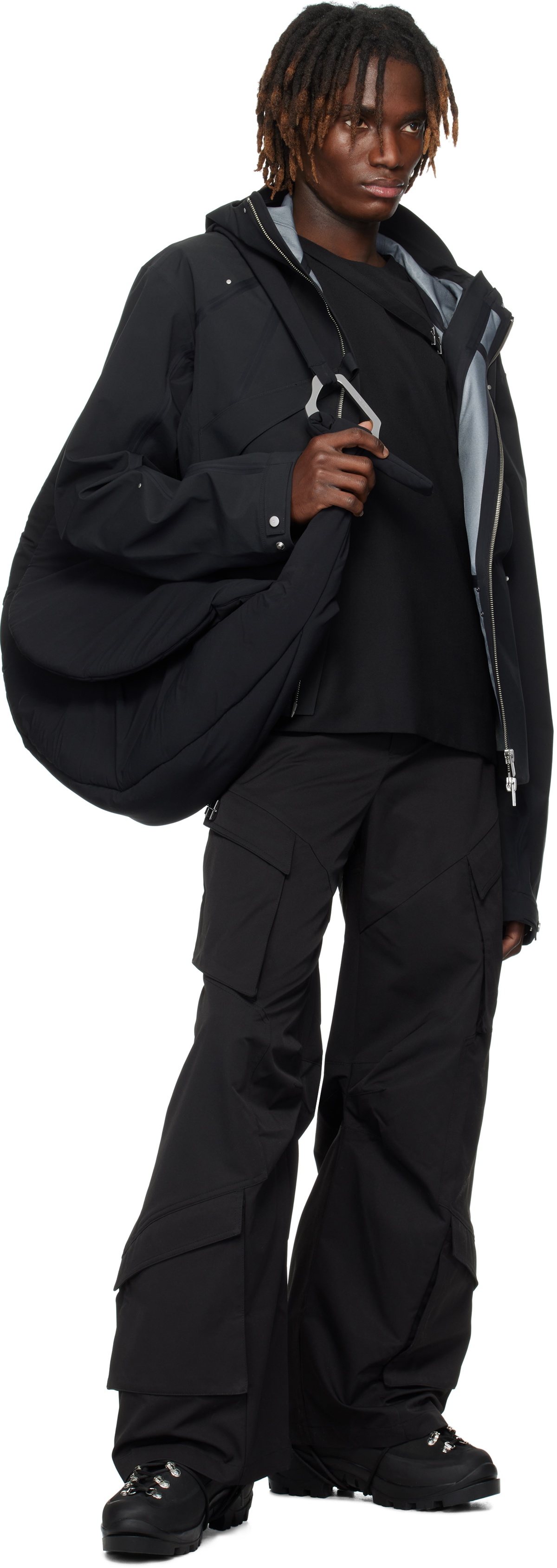 HELIOT EMIL Black Cellulae Cargo Pants