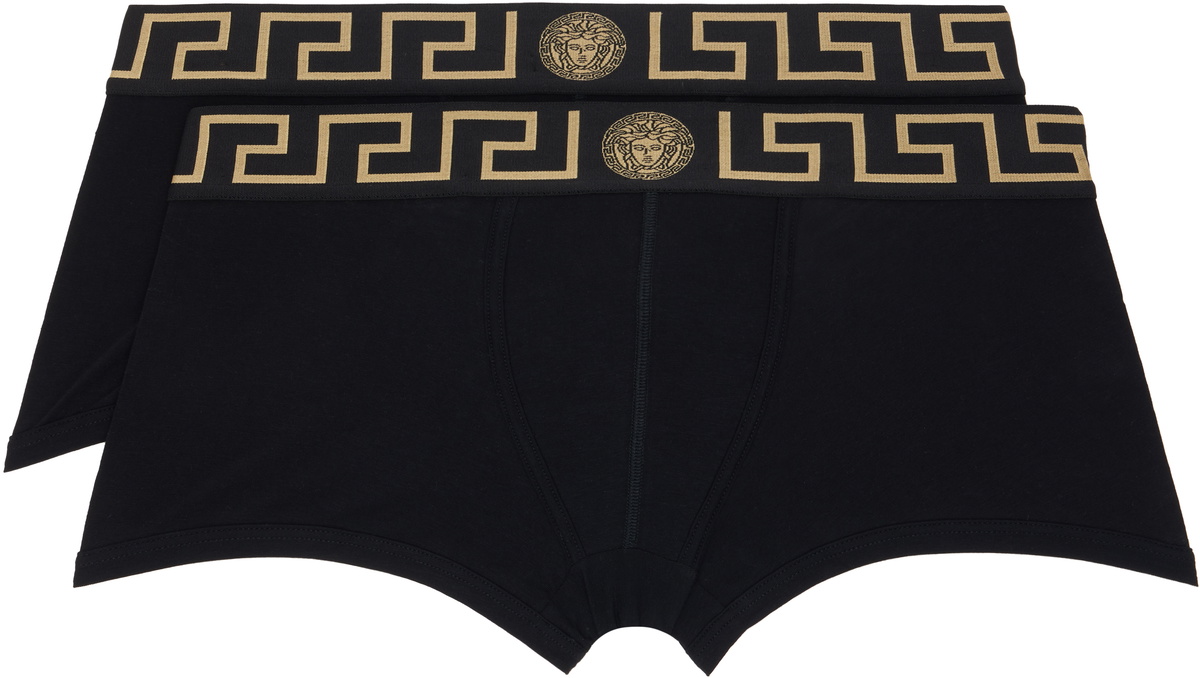 Versace Black Greca Boxer Short Set Versace
