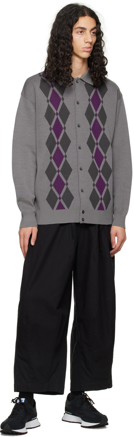 F-LAGSTUF-F Gray Argyle Cardigan