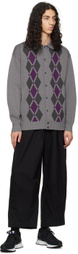 F-LAGSTUF-F Gray Argyle Cardigan