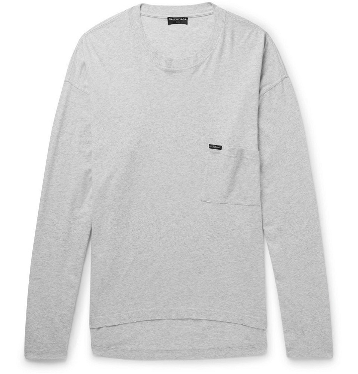 Photo: Balenciaga - Oversized Mélange Cotton-Jersey T-Shirt - Gray