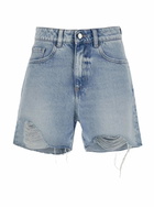 Icon Denim Light Blue Bermuda Pants With Wide Leg And Logo Patch On The Rear In Denim Woman