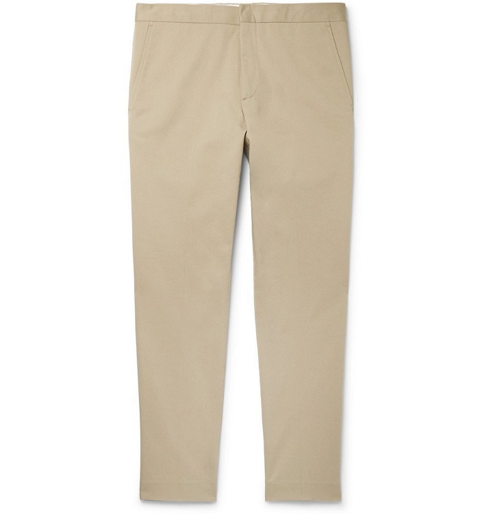 Photo: Sandro - Cropped Tapered Stretch-Cotton Gabardine Trousers - Men - Beige