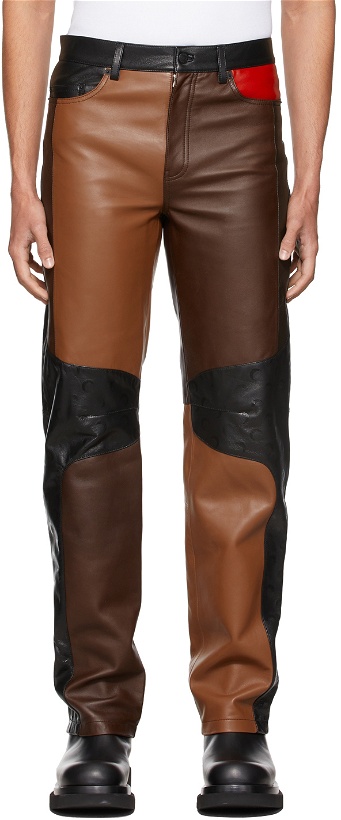 Photo: Marine Serre Black & Brown Mix-Leather Patchwork Leather Pants