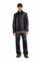 Diesel Leather jacket with embossed Oval D - Leather jackets Mens in Black