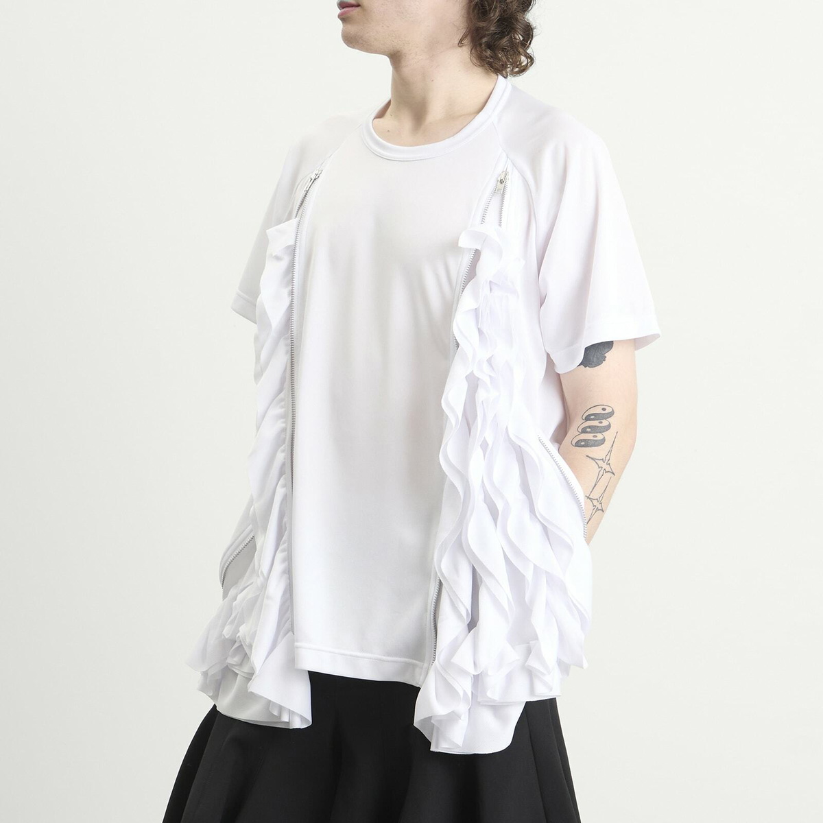 Comme des Garçons Homme Plus Men's Mesh Detail T-Shirt in White