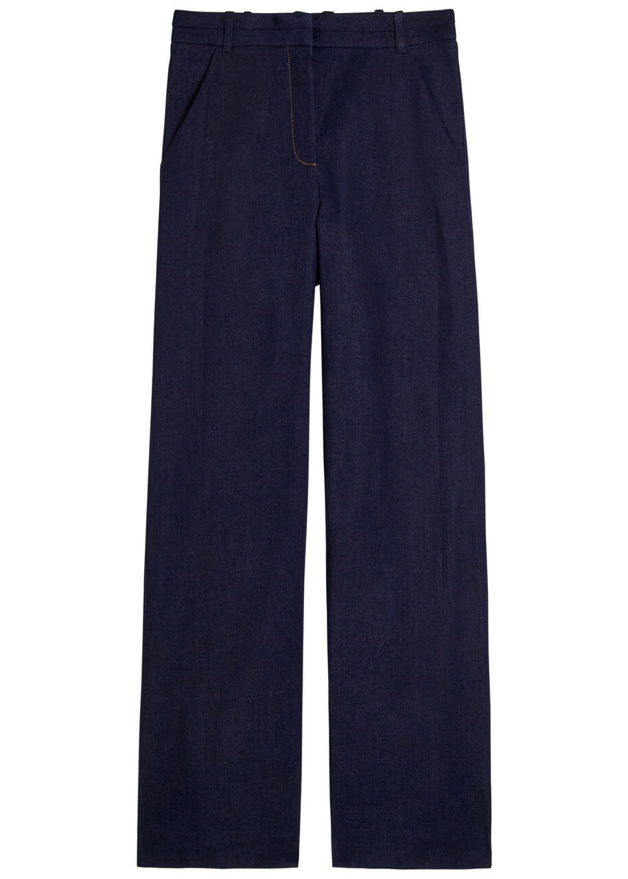 Veronica Beard Crue Wide-leg Stretch-denim Trousers Dark Blue