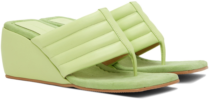 OSOI Green Wedge Wave Sandals