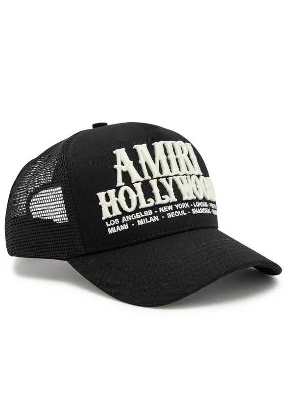 Photo: Amiri Hollywood Embroidered Canvas and Mesh cap - Black - One Size