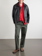A.PRESSE - Convertible-Collar Silk and Linen-Blend Shirt - Red