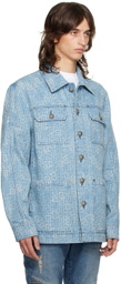 Balmain Blue Monogram Buttoned Denim Jacket