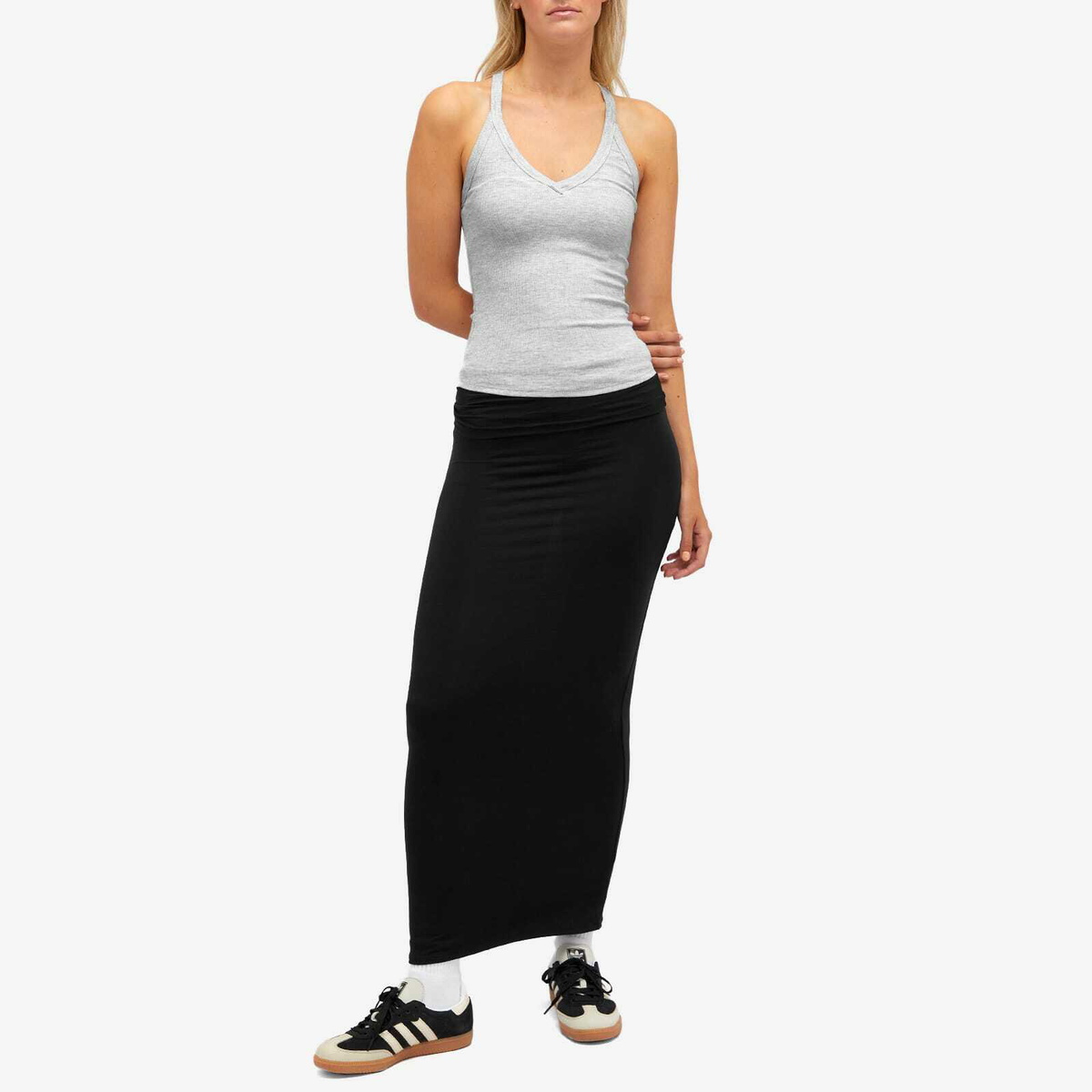Joah Brown Women's V-Neck Racerback Tank Top in Pearl