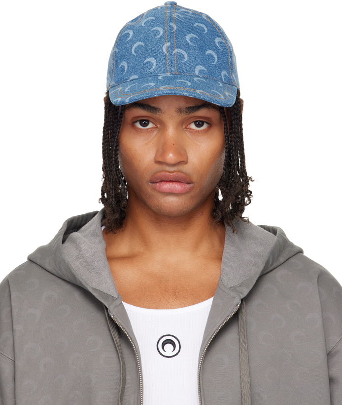 Photo: Marine Serre Blue Moon Laser Denim Baseball Cap