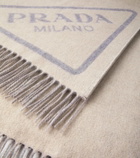 Prada Logo jacquard cashmere blanket