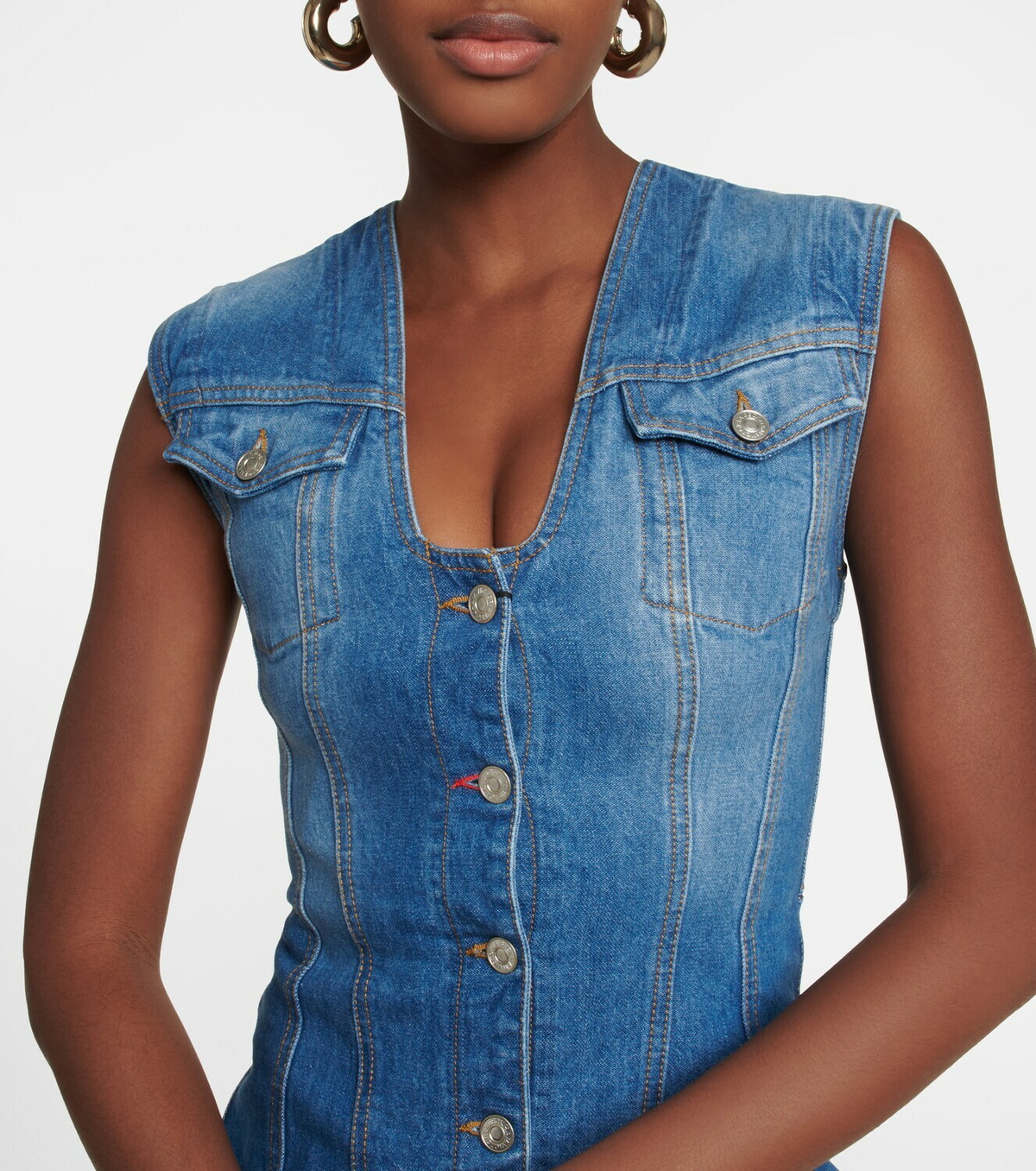 Victoria Beckham - V-neck denim minidress Victoria Beckham