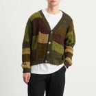 Kartik Research Men's Patchwork Cardigan in Olive/Brown/Moss