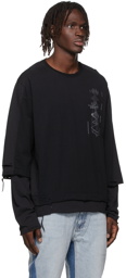 C2H4 Black Distressed Layered T-Shirt