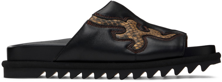 Photo: Dries Van Noten Black Snake-Embossed Sandals