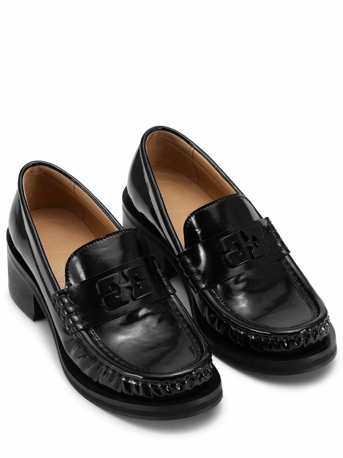 GANNI バタフライ パテントローファー 50mm GANNI 50mm Butterfly Patent Tech Loafers GANNI
