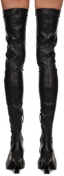 Versace Black Leather Over-The-Knee Boots