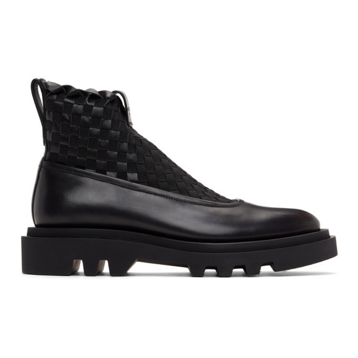 Photo: Givenchy Black Woven Combat Chelsea Boots