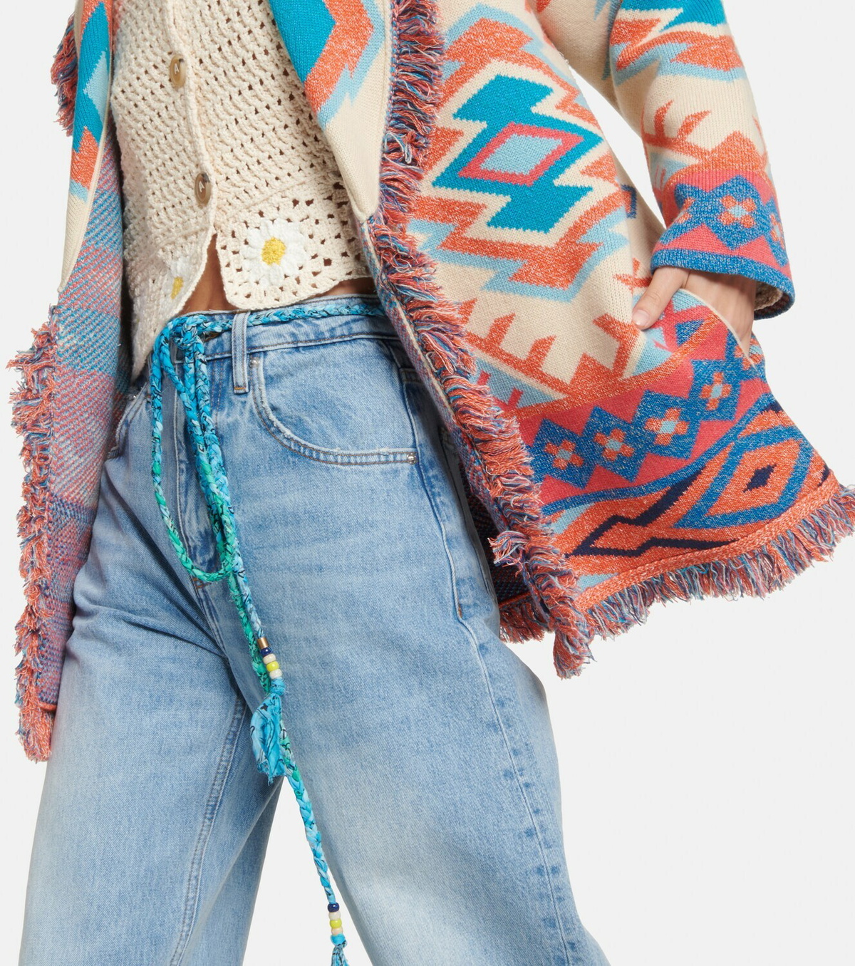 Alanui - Oasis cashmere and linen cardigan