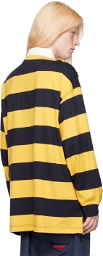 Moncler Genius Moncler x Palm Angels Yellow & Navy Striped Long Sleeve Polo