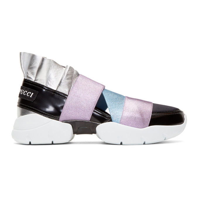 Emilio Pucci City Cross Neoprene Sneaker Pink Black White Spell Out Logo 39  TP01