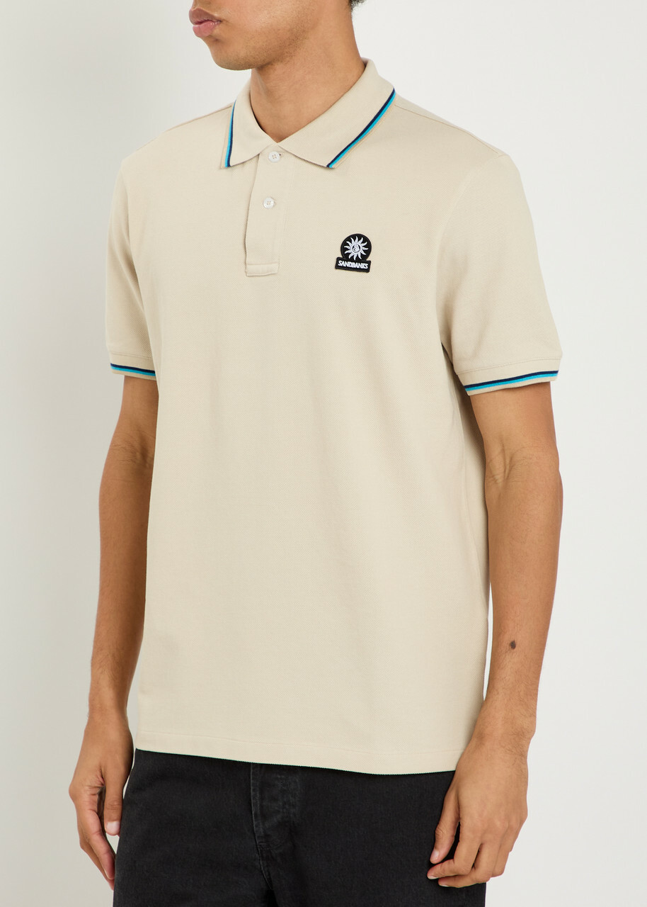 Sandbanks Logo Piqué Cotton Polo Shirt Beige